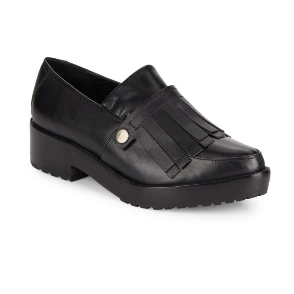 Tibi Italian Made Leather Oxford Loafers with removable kilts. Chunky, lug sole